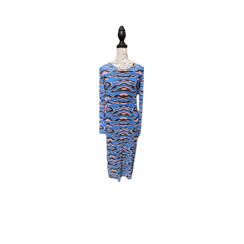 Terea Long Sleeve Animal Print Bodycon Maxi Dress With Slip 2piece NWT Medium